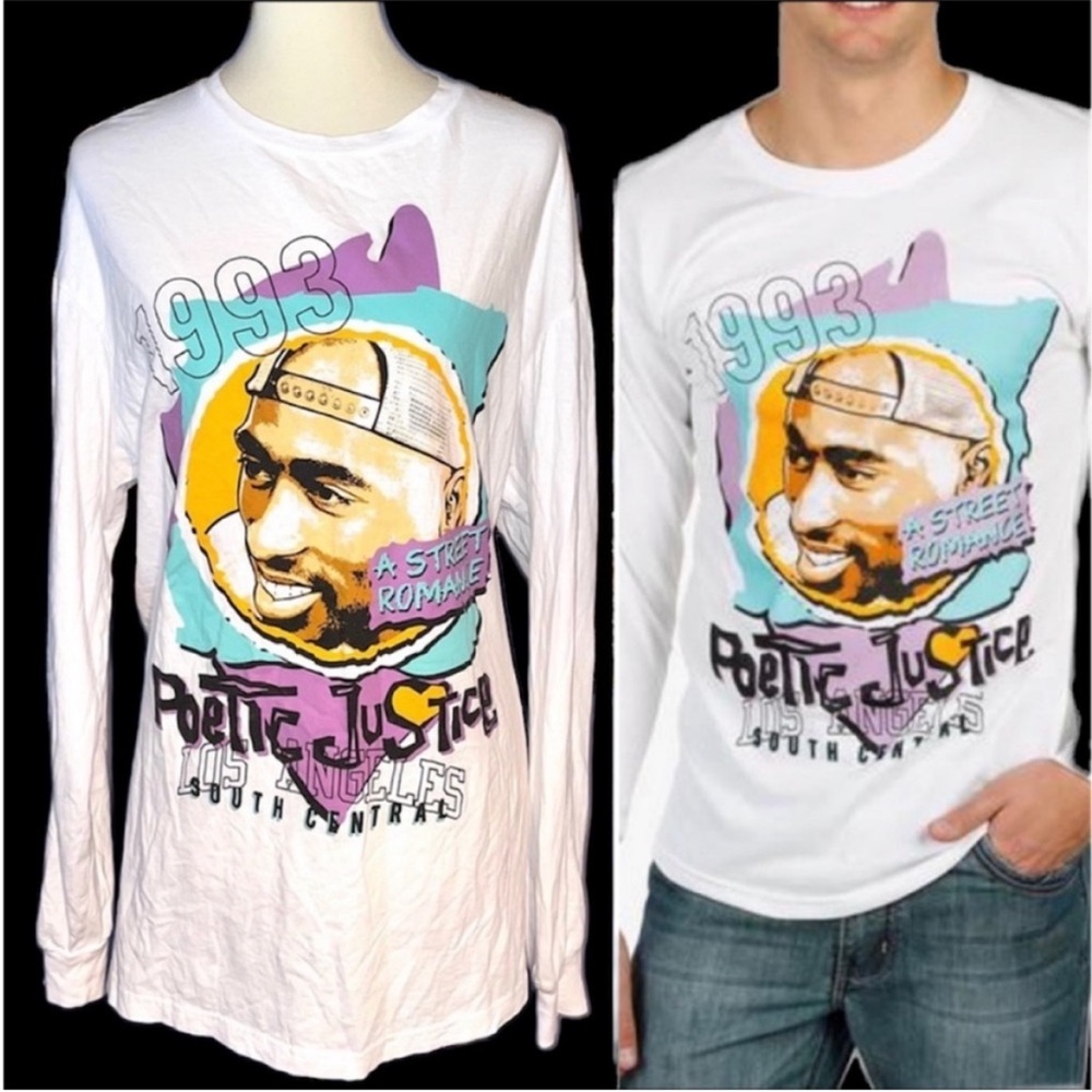 Poetic Justice Tupac Shakur 2Pac Long Sleeve Large Movie Memorabilia T-shirt